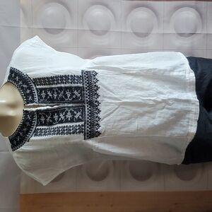 Madewell Embroidered Short Sleeve Top White Size L